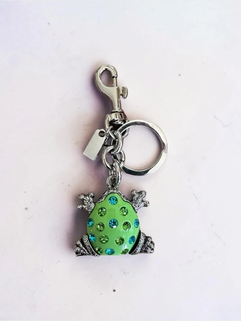 Green Crystal Frog Keychain Charm Bag Charm Rhinestone Key Ring Clip